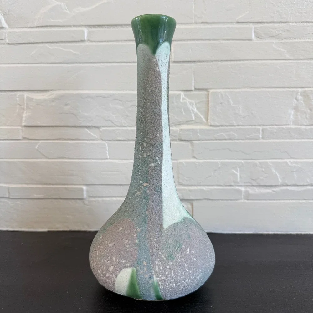 Vintage Haeger Pottery Green Drip Glaze Bud Vase USA Signed‎ Mid Century Modern